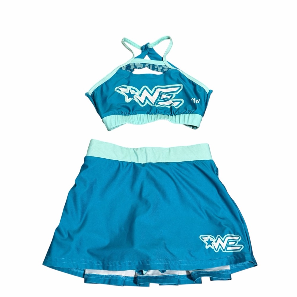 Woodlands Elite Youth Girls Practice Wear Sports Bra & Skirt Set | Teal | YS